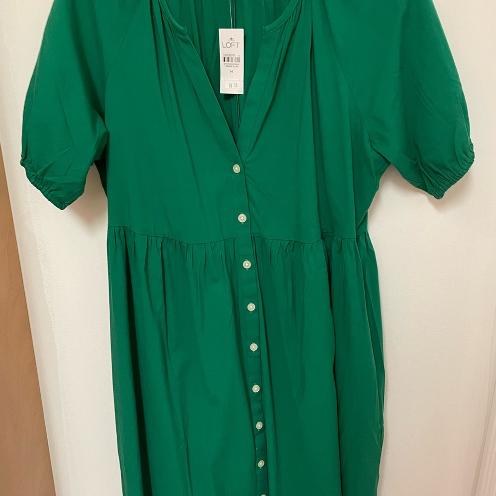 NWT LOFT emeralds green summer dress